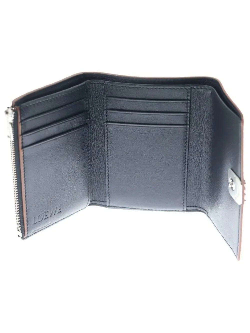 Loewe Anagram Trifold Compact Wallet Silver Black
